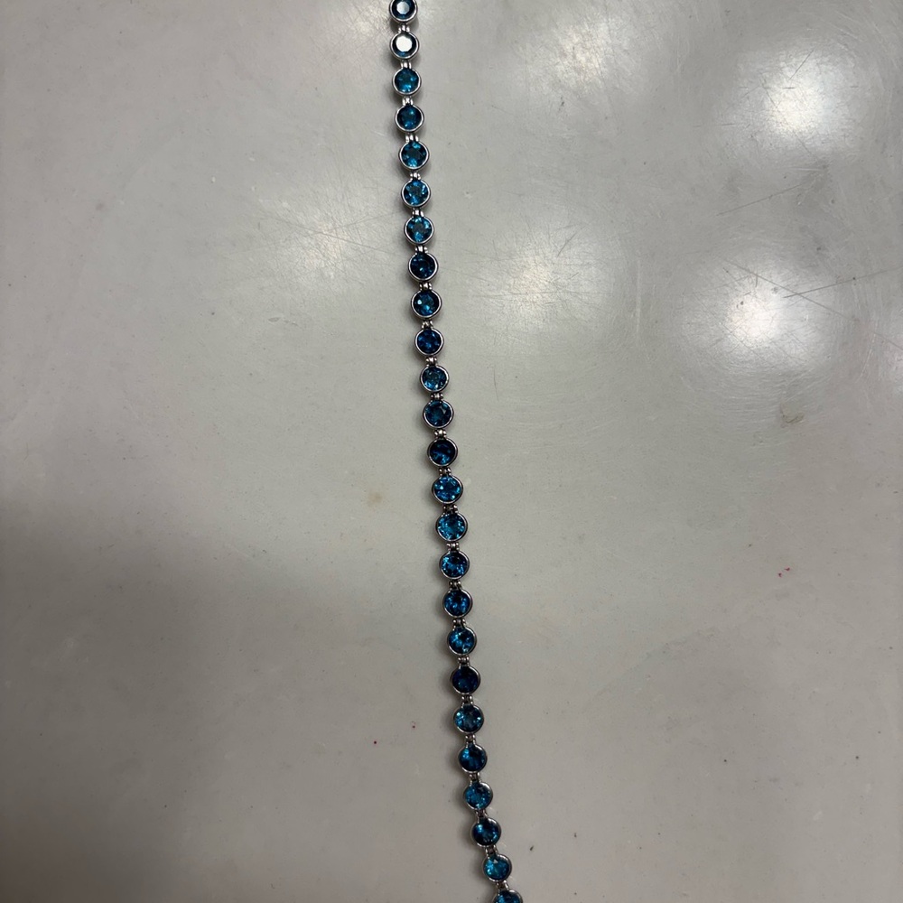 14k White Gold and Blue Zircon Bracelet